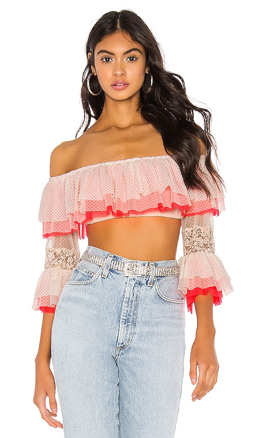 MORE TO COME Krista Floral Crop Top in Pink Floral