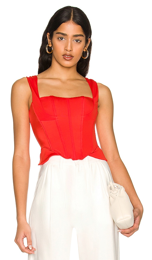 HAH Knock Out Corset Top in Blood Orange