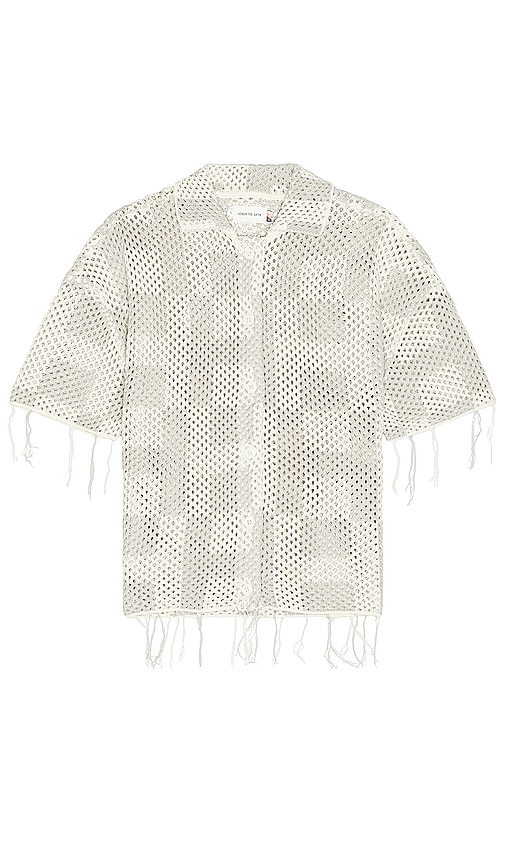 Honor The Gift A-spring Unisex Crochet Button Down Shirt In Stone