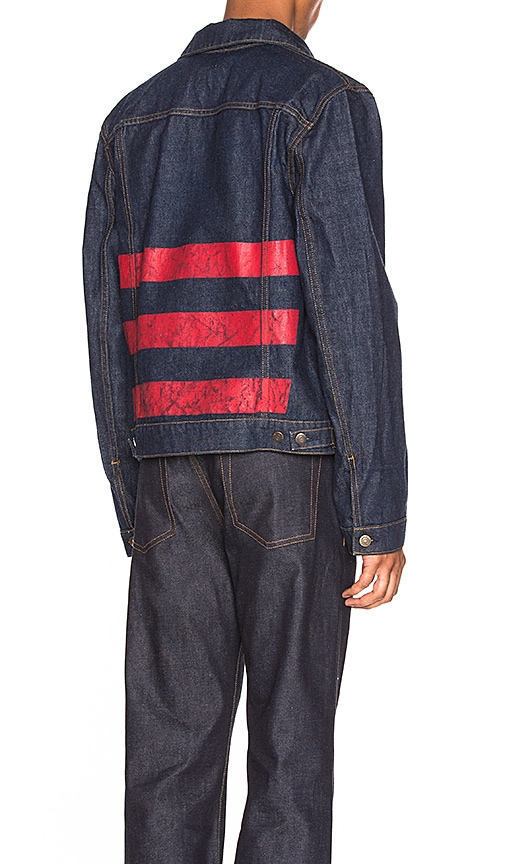 jean jacket with red stripe