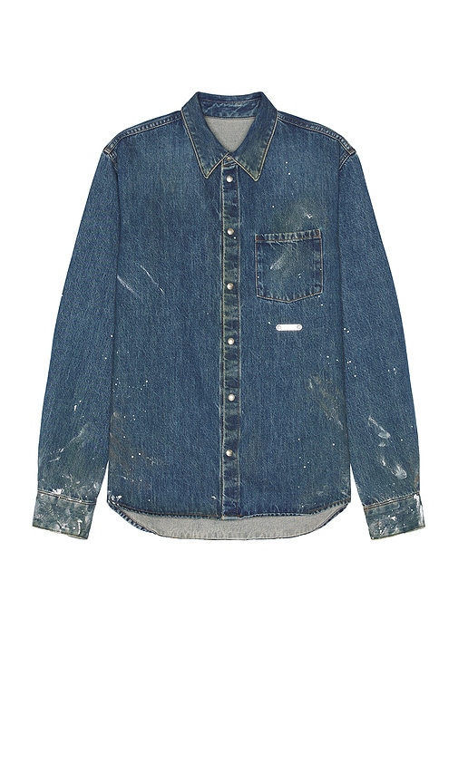 Shop Helmut Lang Long Sleeve Shirt In Mid Indigo Painter