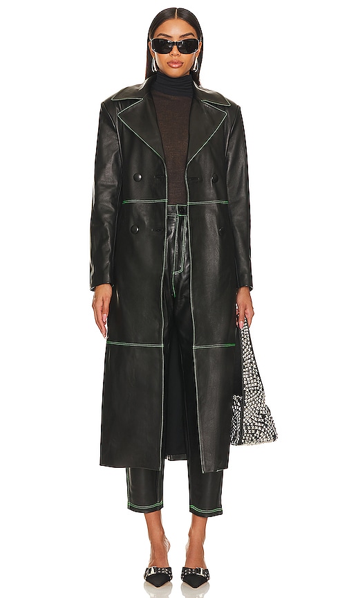 Hardware LDN Midnight Trench Green With Chain Belt in Black