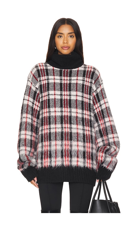 Shop Helmut Lang Chunky Sweater In Medium Red Check