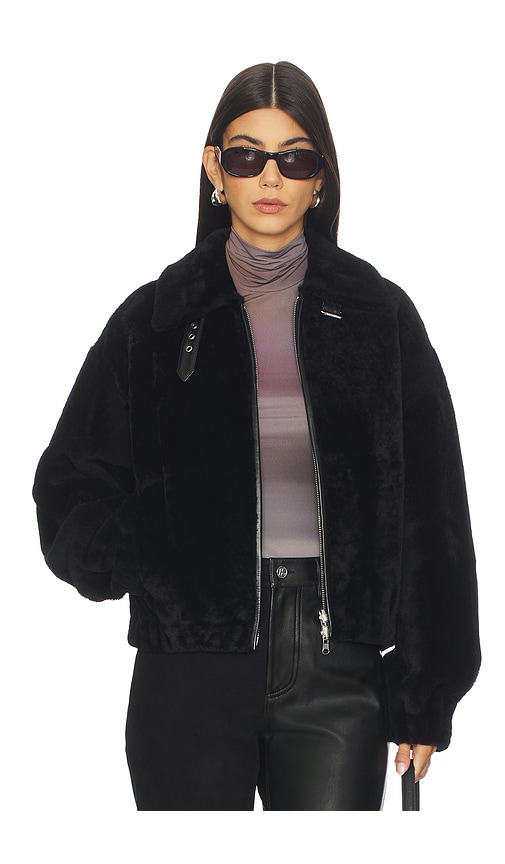 Helmut Lang Shearling Bomber In Black