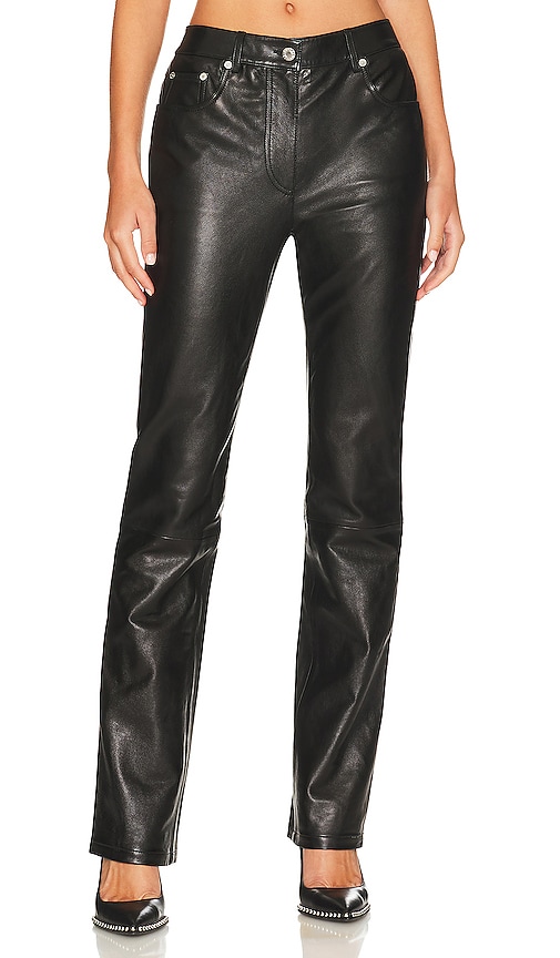 Helmut Lang 5 Pocket Leather Pant in Black.