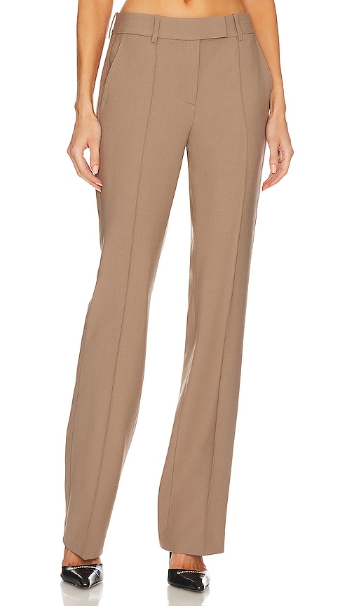 Helmut Lang Wool Trouser in Taupe.