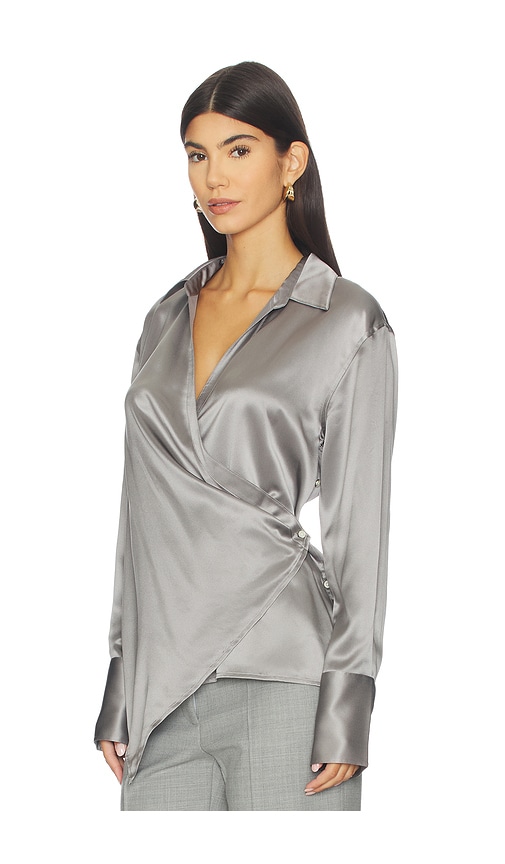  Helmut Lang Lässiges Wickelshirt In Metallic Silver, Grey. Größe S. Also In Xs, M. 