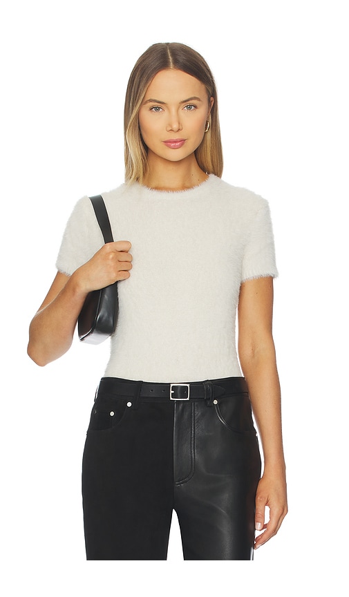 Helmut Lang Crop Eyelash Tee In White