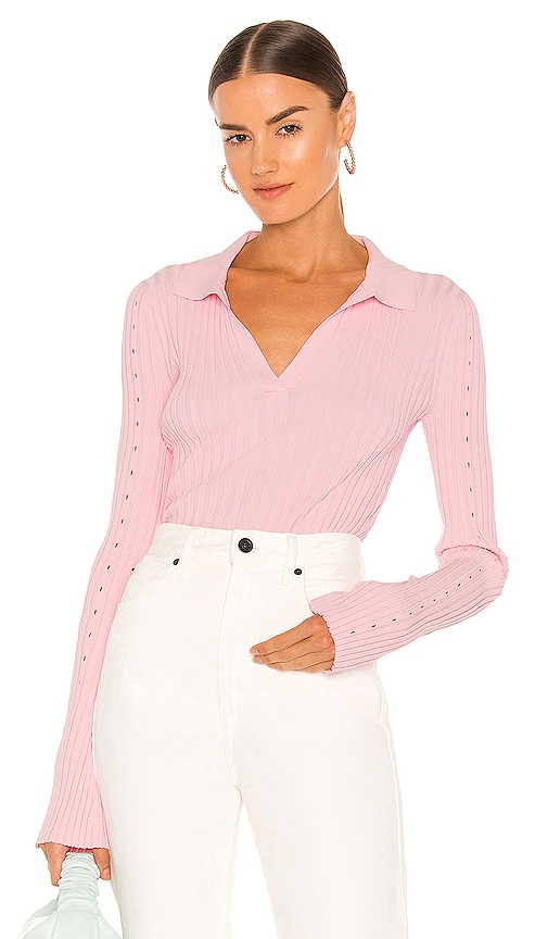 Helmut Lang Slash Polo Top in Orchid
