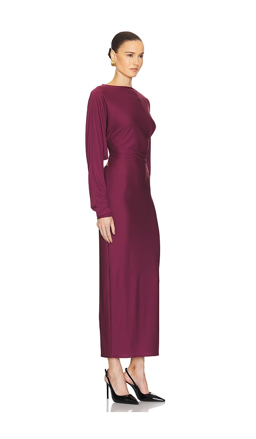 Shop Helsa Matte Jersey Open Back Dress In Burgundy