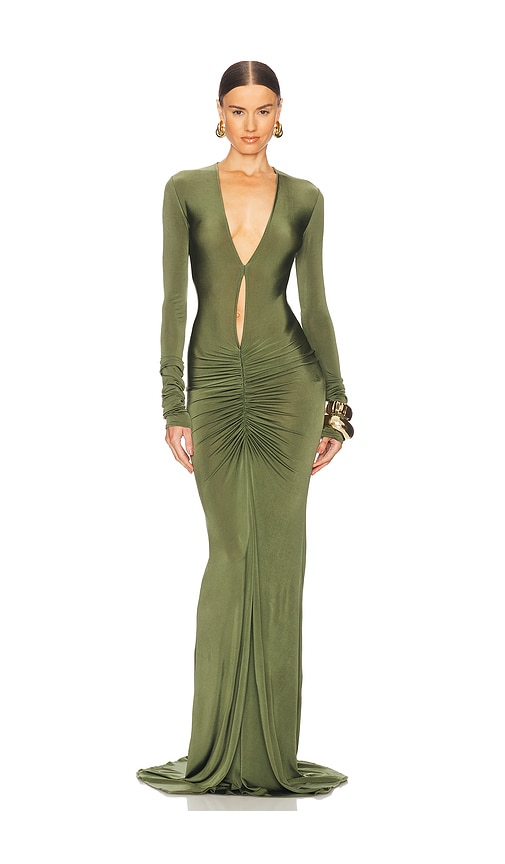Helsa Natasha Ruched Dress In Moss