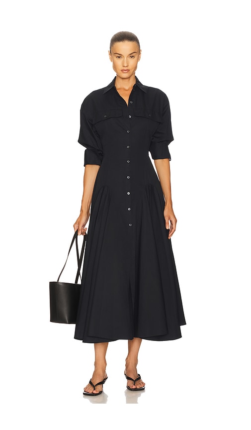 Godet Shirt Dress in Black. - size S (also in M)