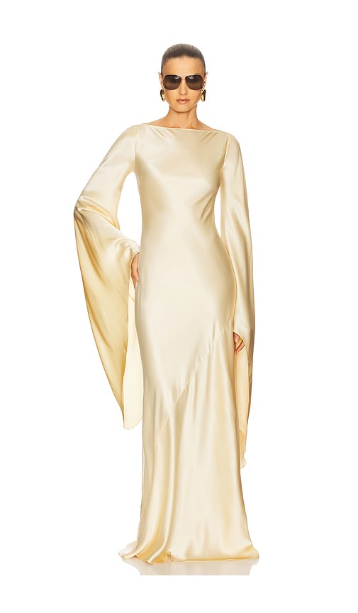 The Rosalind Dress in Silk Charmeuse in Peach. - size XS (also in L, M, S, XL, XXS)