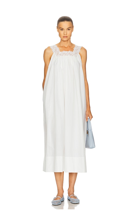 Helsa Midi Dress With Lace In White