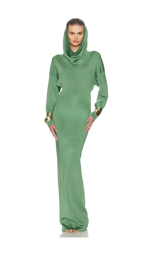 Helsa Emmalynn Cowl Shine Gown In Green