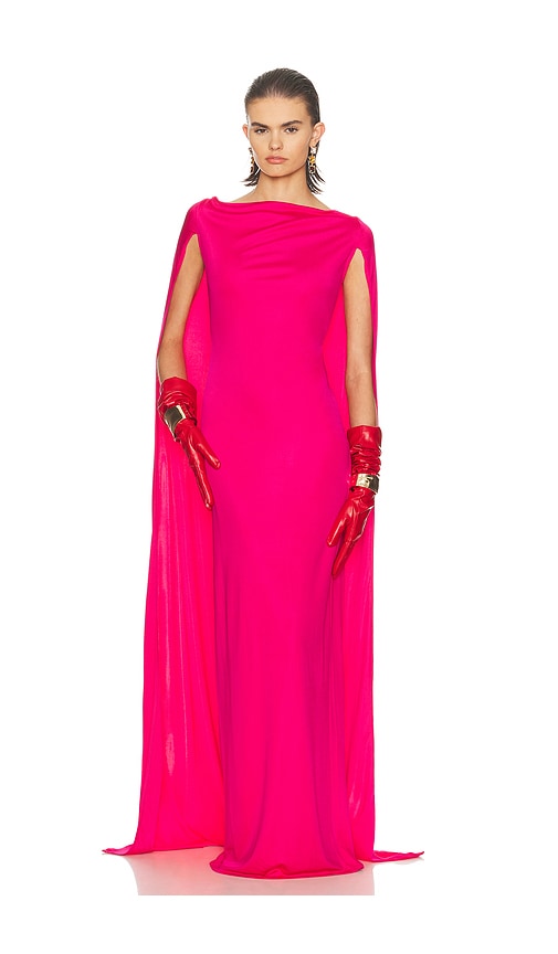Helsa The Alva Caped Jersey Dress In Pink