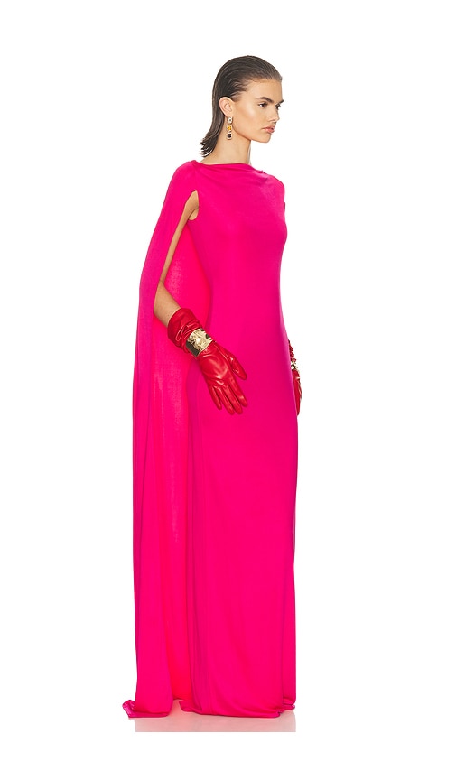 Helsa The Alva Caped Jersey Dress In Pink