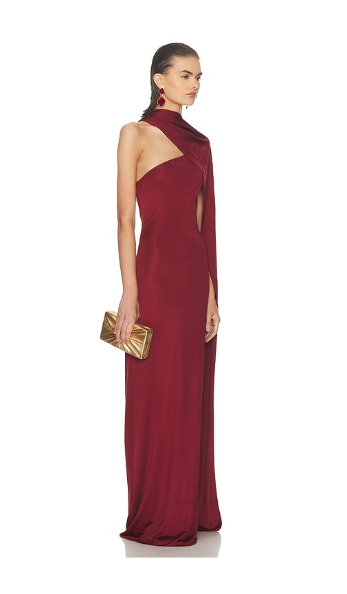 Helsa The Muse Cape Jersey Dress In Red