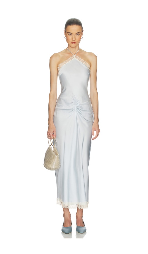 Viscose Satin Dress With Lace Helsa $369 