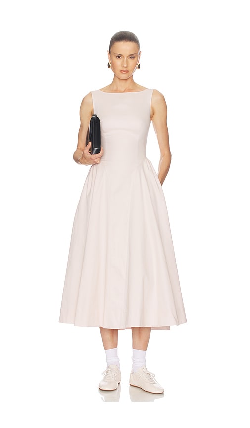 Helsa Kleid Stretch Cotton Sateen Midi Dress In Pink