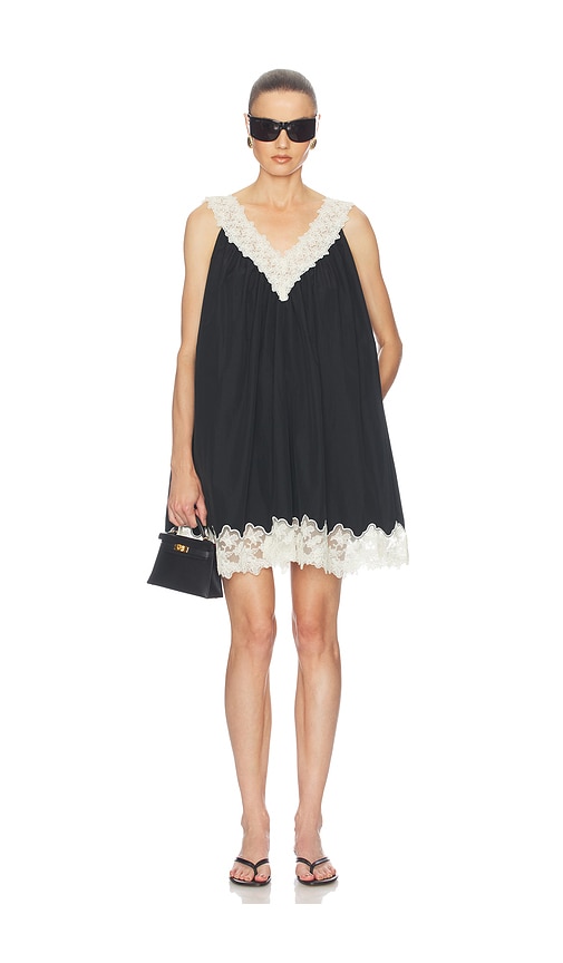 Mini Dress With Lace in Tech Poplin