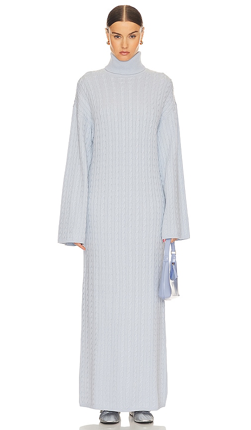 Helsa Shai Cable Knit Dress In Pale Blue