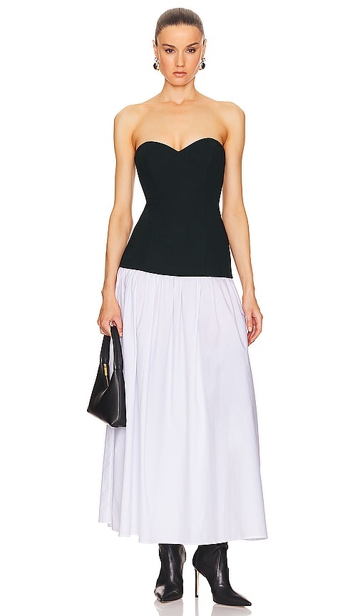 Faille Colorblock Midi Dress in Black & White
