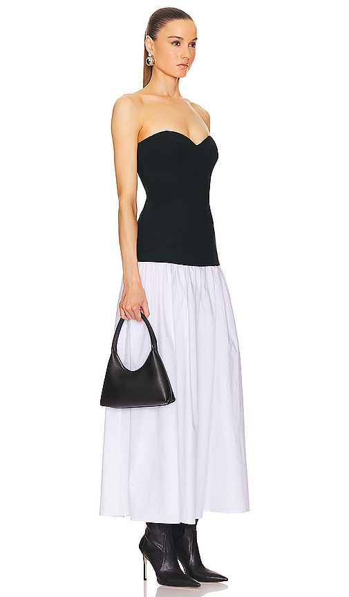 Shop Helsa Faille Colorblock Midi Dress In 黑色、白色