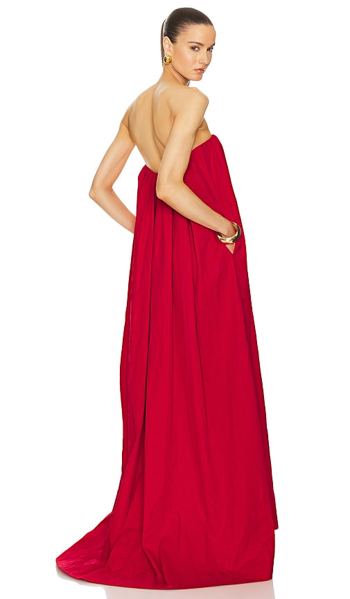 Crinkle Pleated Gown in Very Red