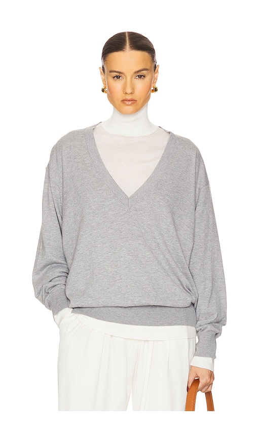 Quintana Oversized V Neck Sweater in Grey. - size XS (also in L, M, S, XL, XXS)