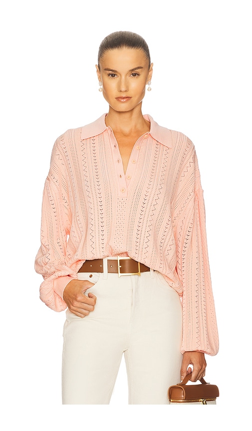Addeline Oversized Polo in Peach. - size XL (also in L, M, S)