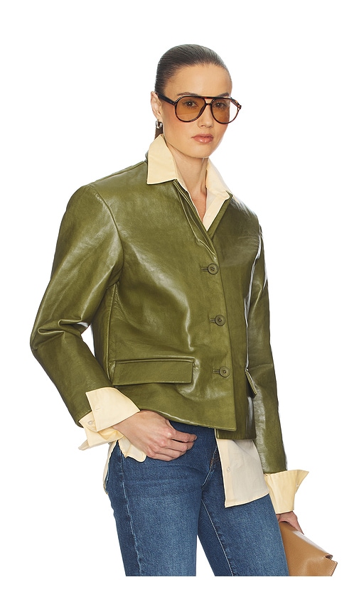Helsa Puffy Leather Jacket In Brown