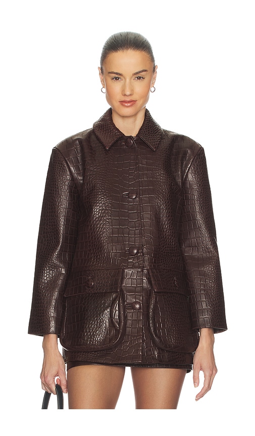 Schoolyard Jacket in Leather With Croc Emboss Helsa $1,100 