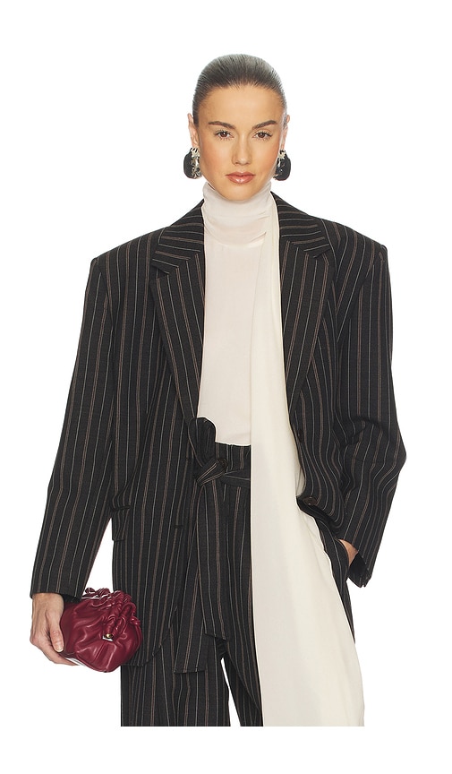 Helsa Stripe Twill Boyfriend Blazer