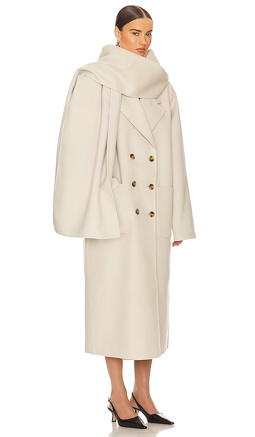 Shop Helsa Oversized Coat With Detachable Scarf In Ivory