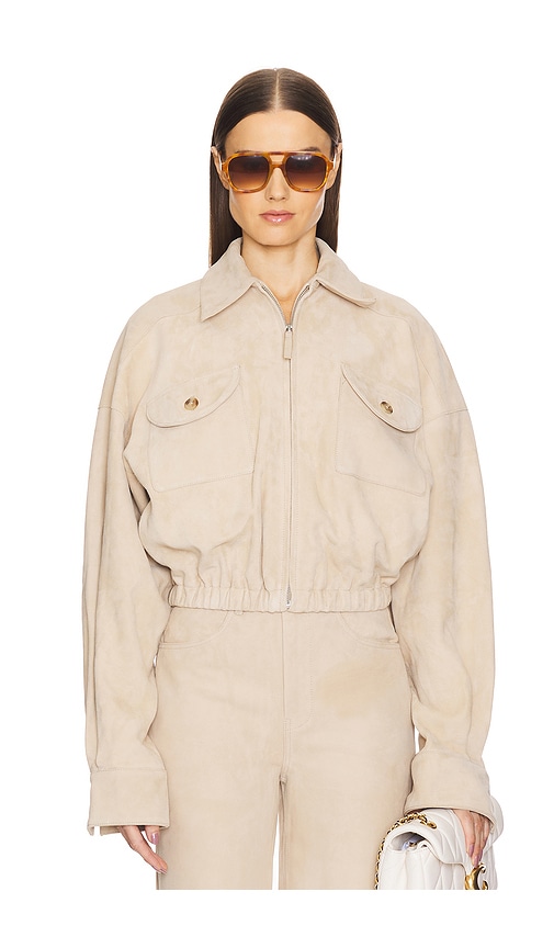 Shop Helsa Suede Bomber Jacket In Beige