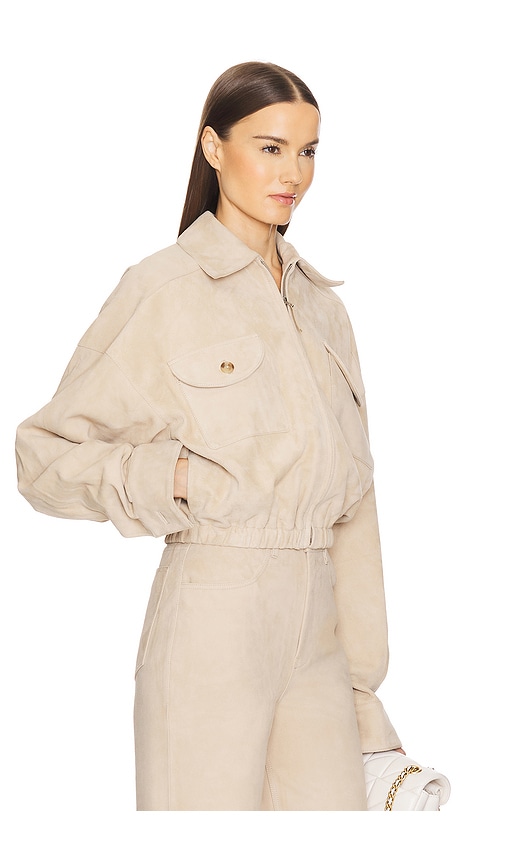 Shop Helsa Suede Bomber Jacket In Beige