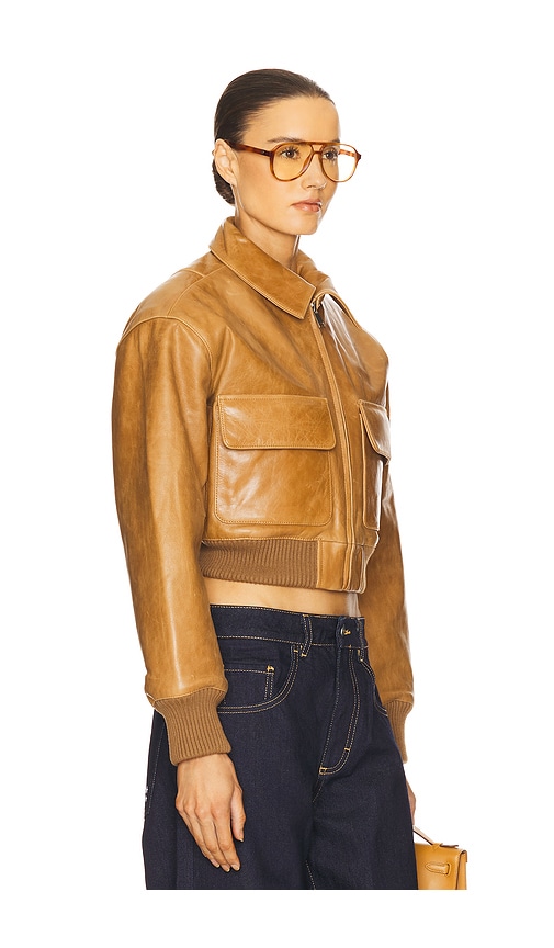 Helsa The Leather Bomber Jacket In Brown
