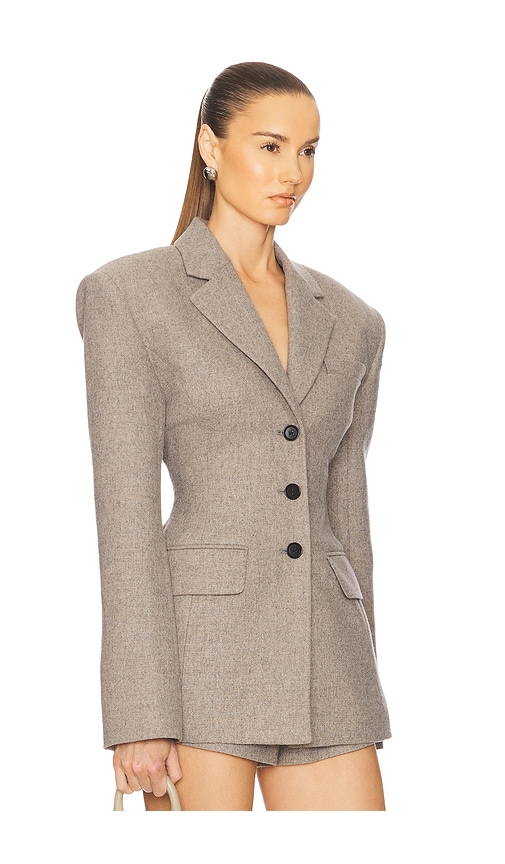 Helsa The Tweed S Curve Blazer In 麻灰褐色