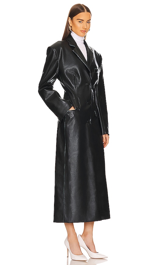Shop Helsa Waterbased Faux Leather Long Coat In Black