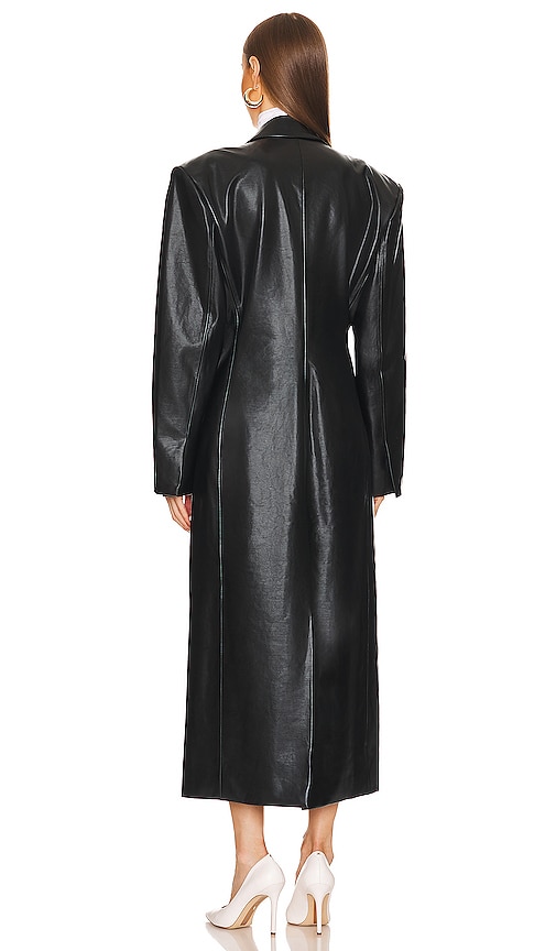 Helsa Waterbased Faux Leather Long Coat in Black | REVOLVE