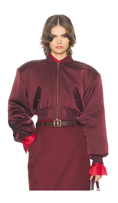 Helsa The Satin Puff Bomber in Mulberry