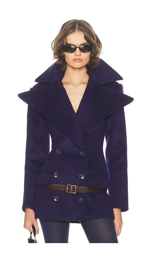 Helsa The Dramatic Collar Peacoat In Blue