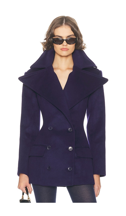 Helsa The Dramatic Collar Peacoat In Blue