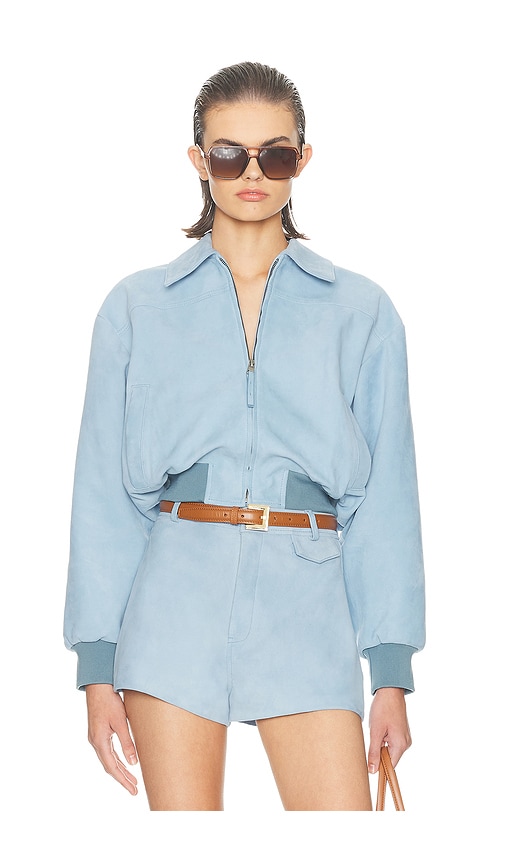 Helsa The Suede Zip Bomber In Blue