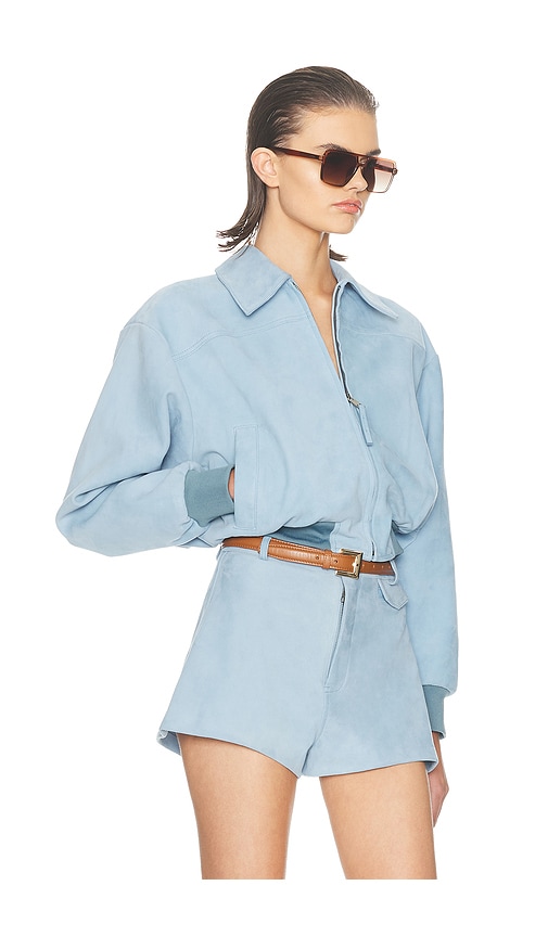 Helsa The Suede Zip Bomber In Blue
