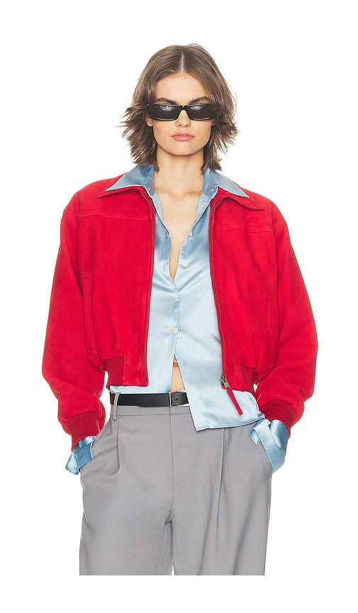 Helsa The Suede Zip Bomber In Red