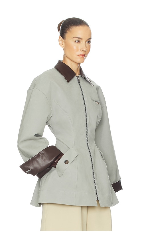 Helsa The Lady Hunting Jacket With Faux Leather Collar in Storm