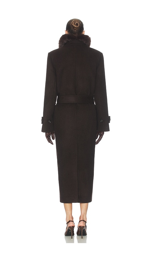  Helsa Langer Mantel Bold Shoulder In Chocolate. Größe Xs. Also In S, M, L, Xl. 