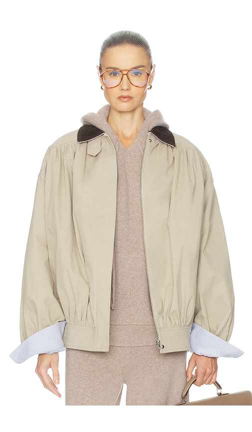The Shirred Bomber Jacket With Corduroy Collar Helsa $349 